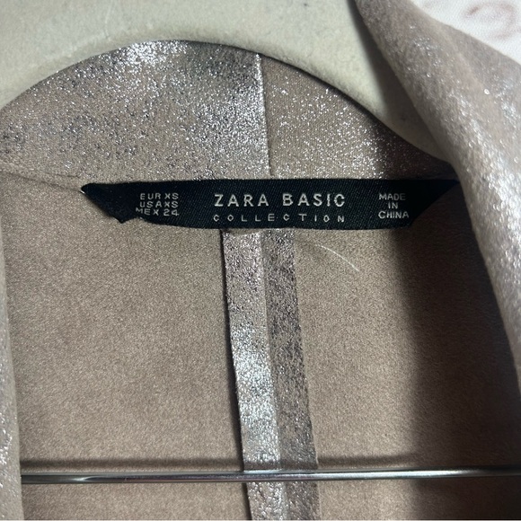 Zara Basic Collection Shimmery Over-Sized Jacket Sz XS Suede Like Metallic - Picture 8 of 9